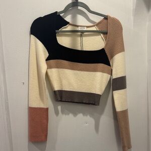Le Lis Colorblock Sweater - Black, Cream, Brown, Tan